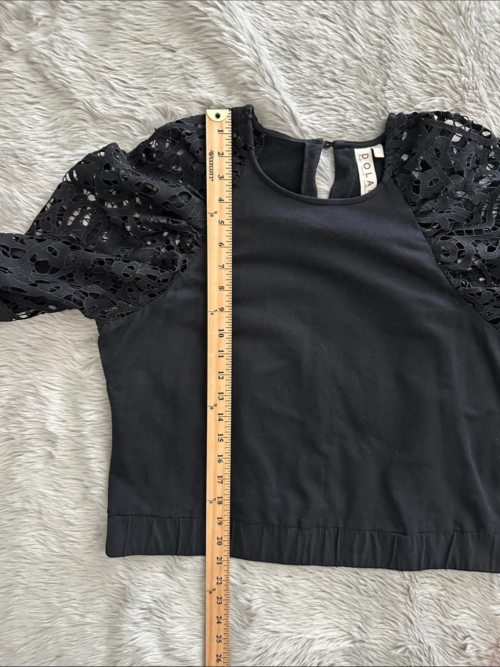 Anthropologie DOLAN Lace Puff Sleeve Crop Top